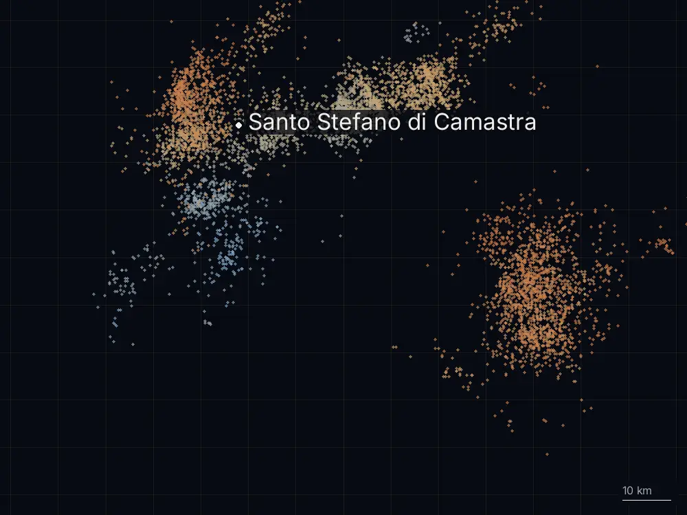 Karte der Blitze bei Santo Stefano di Camastra am Donnerstag, 2. Juli 2026