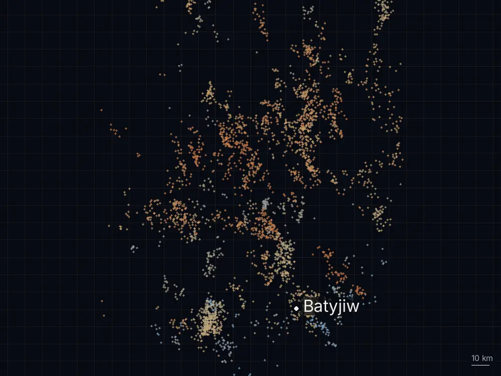 Karte der Blitze bei Batyjiw am Samstag, 11. Juli 2026