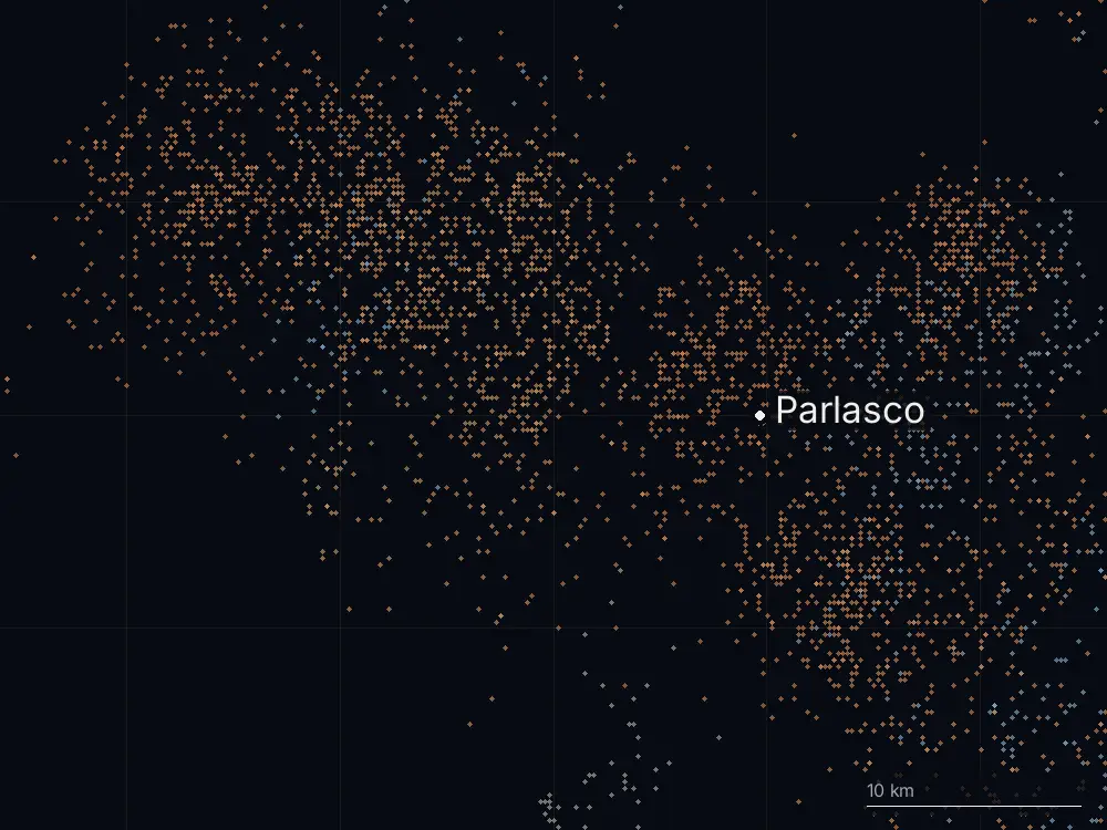 Karte der Blitze bei Parlasco am Samstag, 11. Juli 2026