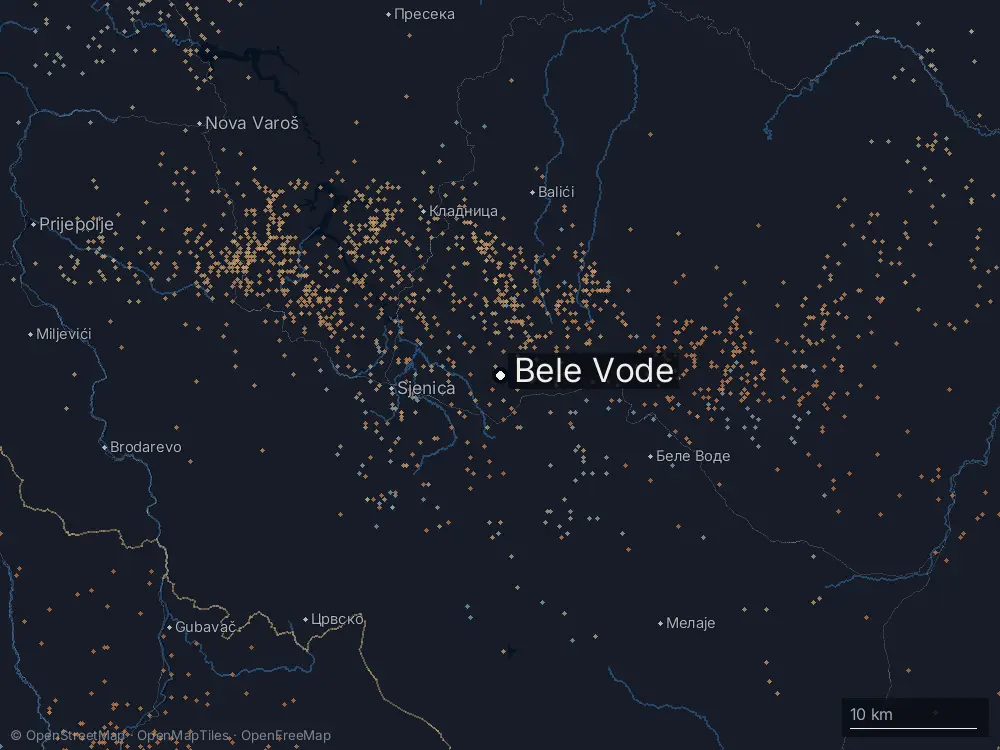 Karte der Blitze bei Bele Vode am Donnerstag, 16. Juli 2026