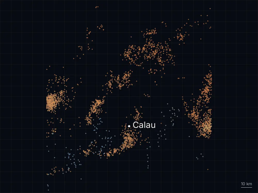 Karte der Blitze bei Calau am Freitag, 17. Juli 2026