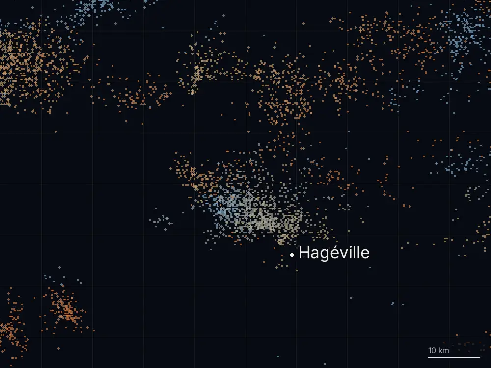 Karte der Blitze bei Hagéville am Freitag, 17. Juli 2026
