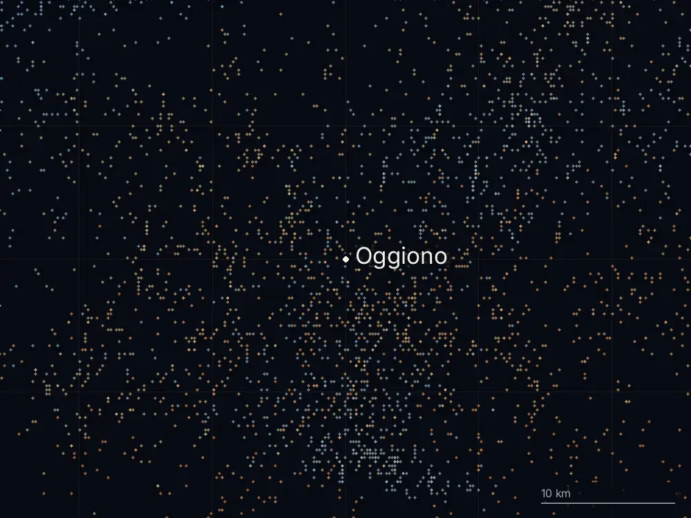 Karte der Blitze bei Oggiono am Freitag, 17. Juli 2026