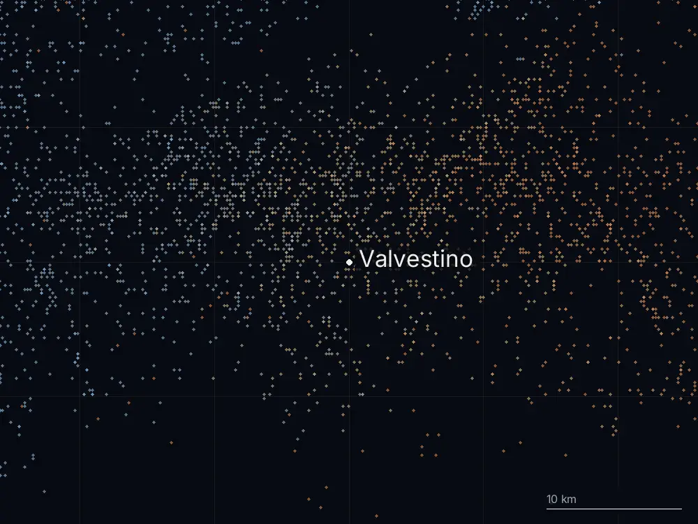 Karte der Blitze bei Valvestino am Freitag, 17. Juli 2026