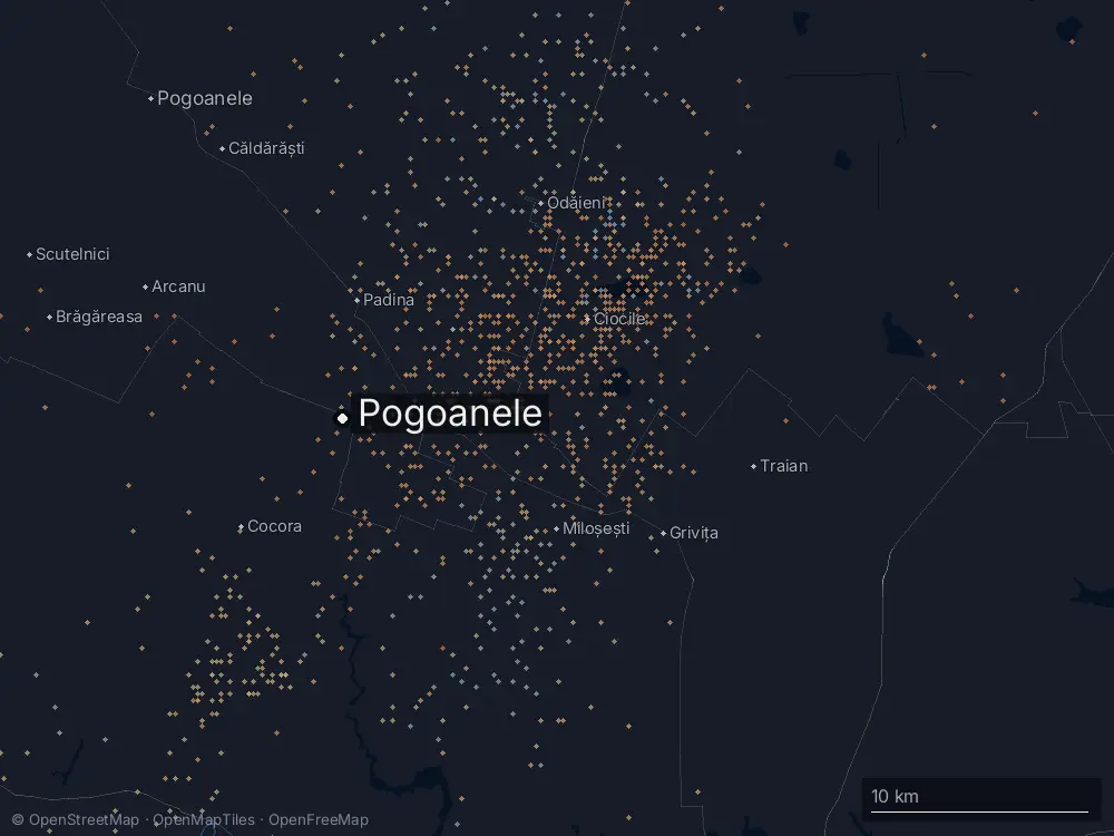 Karte der Blitze bei Pogoanele am Sonntag, 19. Juli 2026