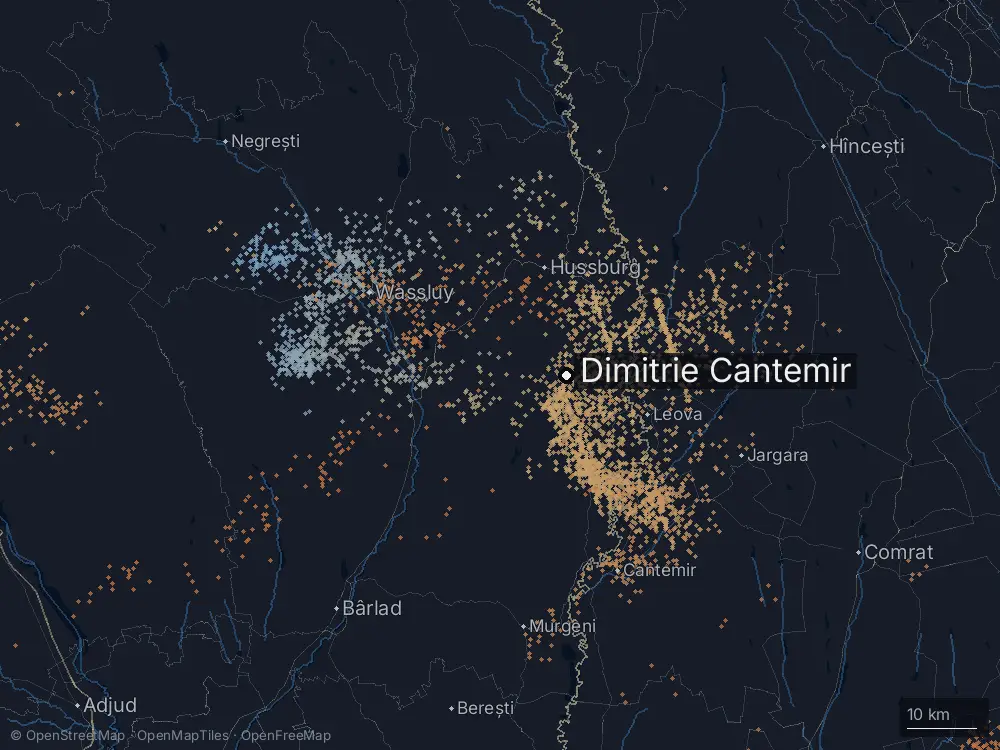 Karte der Blitze bei Dimitrie Cantemir am Montag, 20. Juli 2026