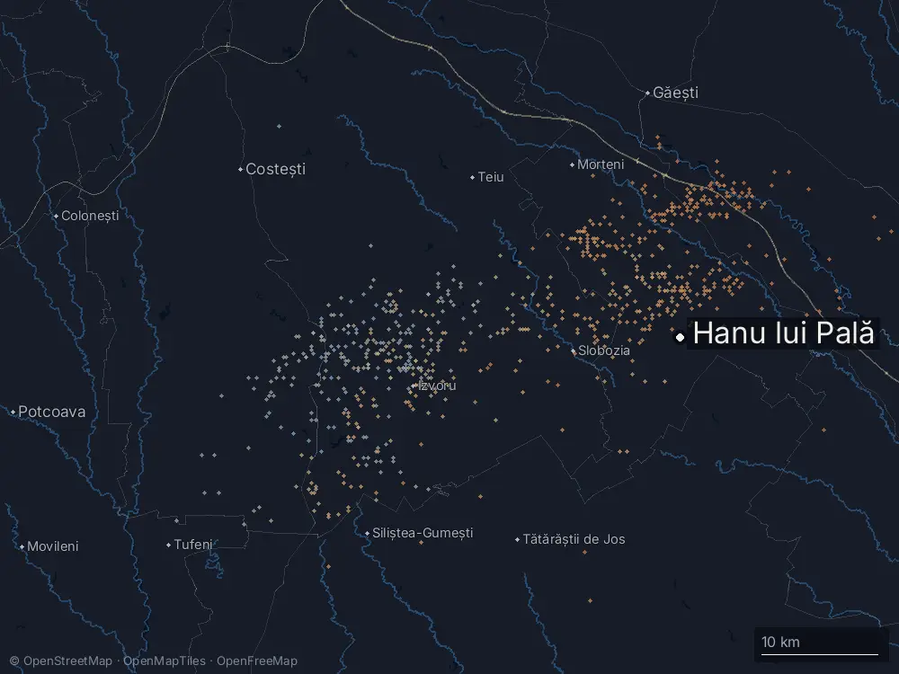 Karte der Blitze bei Hanu lui Pală am Montag, 20. Juli 2026