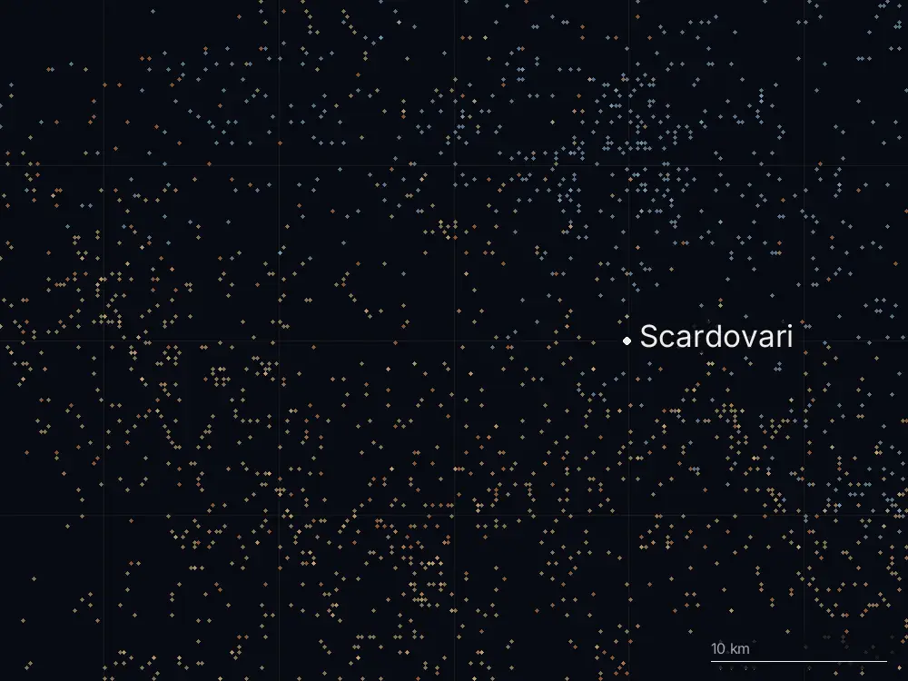 Karte der Blitze bei Scardovari am Dienstag, 21. Juli 2026