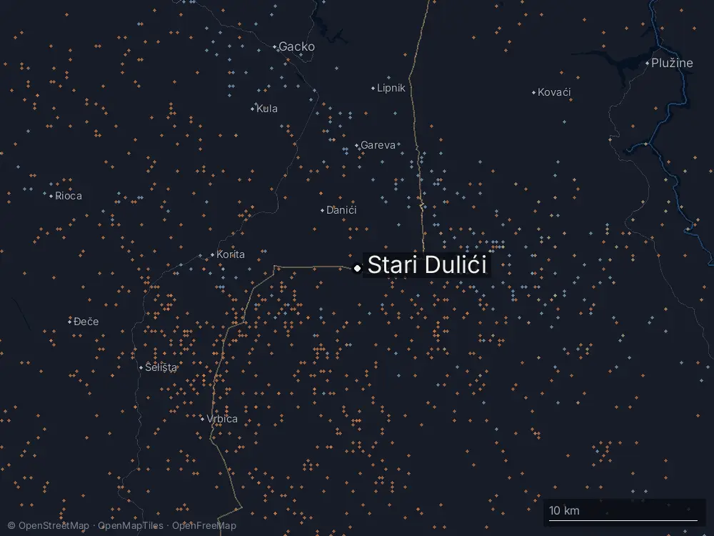 Karte der Blitze bei Stari Dulići am Dienstag, 21. Juli 2026