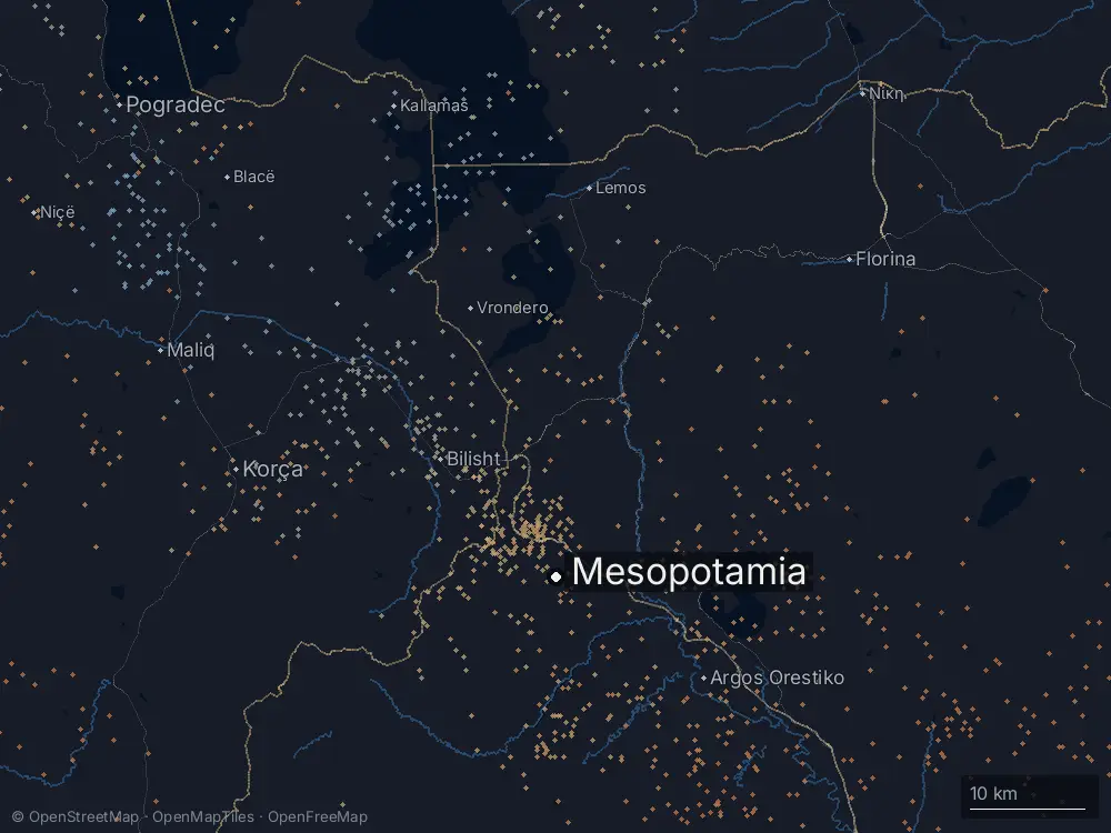 Karte der Blitze bei Mesopotamia am Freitag, 24. Juli 2026