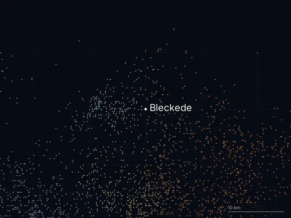Karte der Blitze bei Bleckede am Freitag, 31. Juli 2026