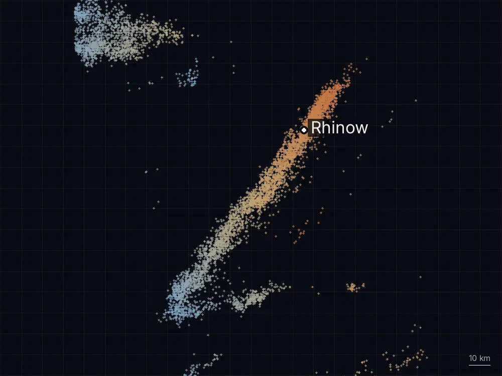 Karte der Blitze bei Rhinow am Freitag, 31. Juli 2026