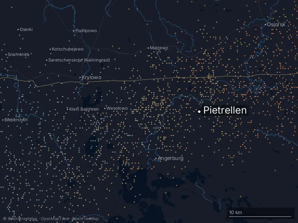 Karte der Blitze bei Pietrellen am Donnerstag, 6. August 2026
