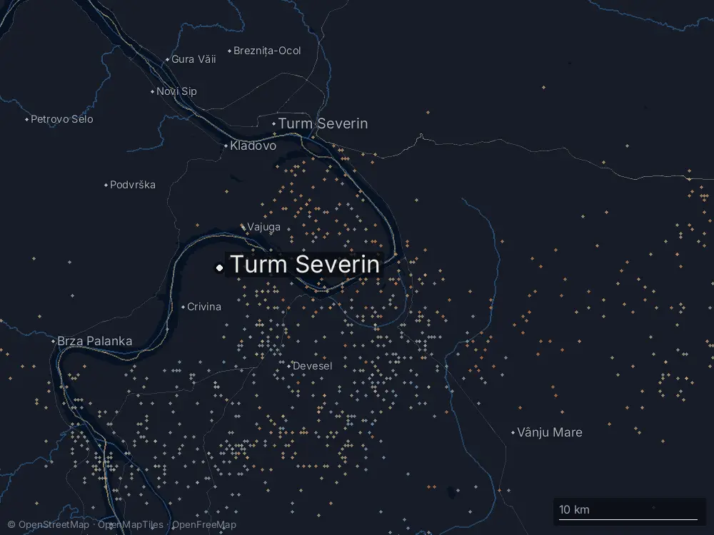 Karte der Blitze bei Turm Severin am Donnerstag, 6. August 2026