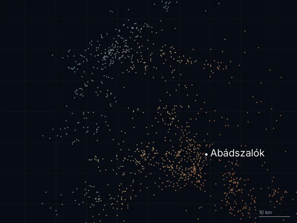 Karte der Blitze bei Abádszalók am Freitag, 7. August 2026