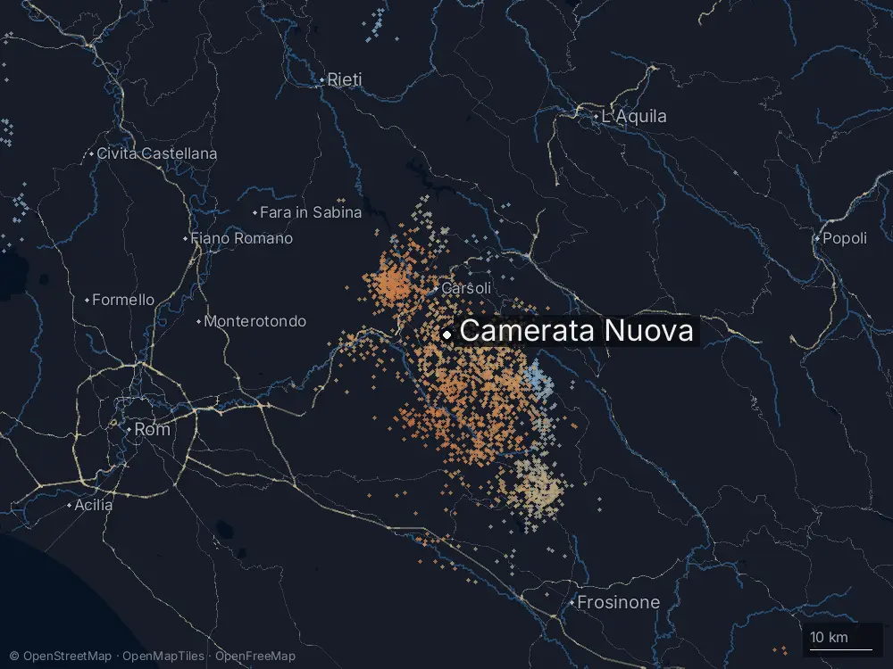 Karte der Blitze bei Camerata Nuova am Sonntag, 9. August 2026