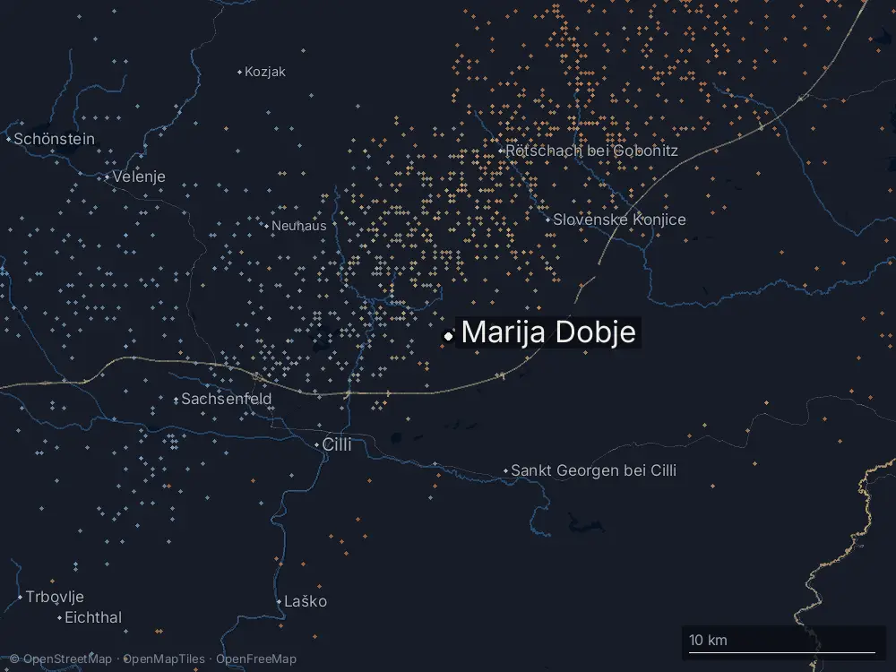 Karte der Blitze bei Marija Dobje am Donnerstag, 20. August 2026