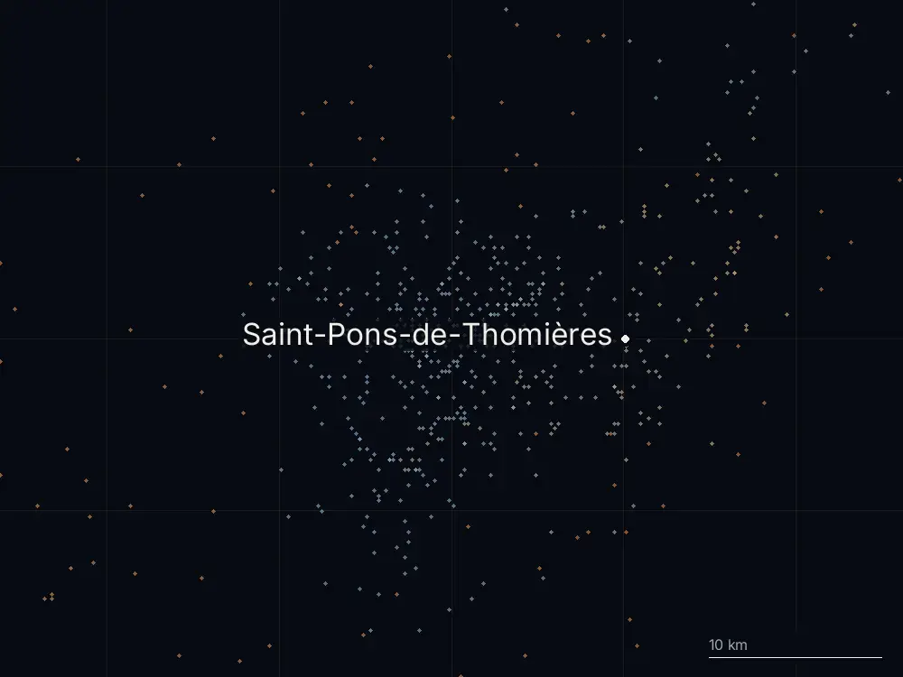 Karte der Blitze bei Saint-Pons-de-Thomières am Donnerstag, 20. August 2026