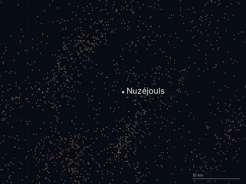 Karte der Blitze bei Nuzéjouls am Montag, 24. August 2026