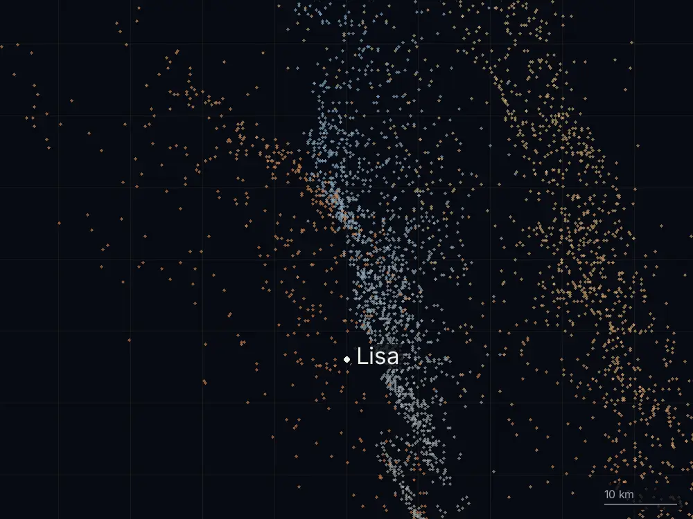Karte der Blitze bei Lisa am Donnerstag, 27. August 2026