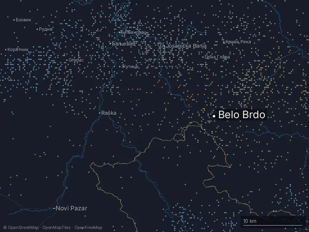 Karte der Blitze bei Belo Brdo am Samstag, 29. August 2026