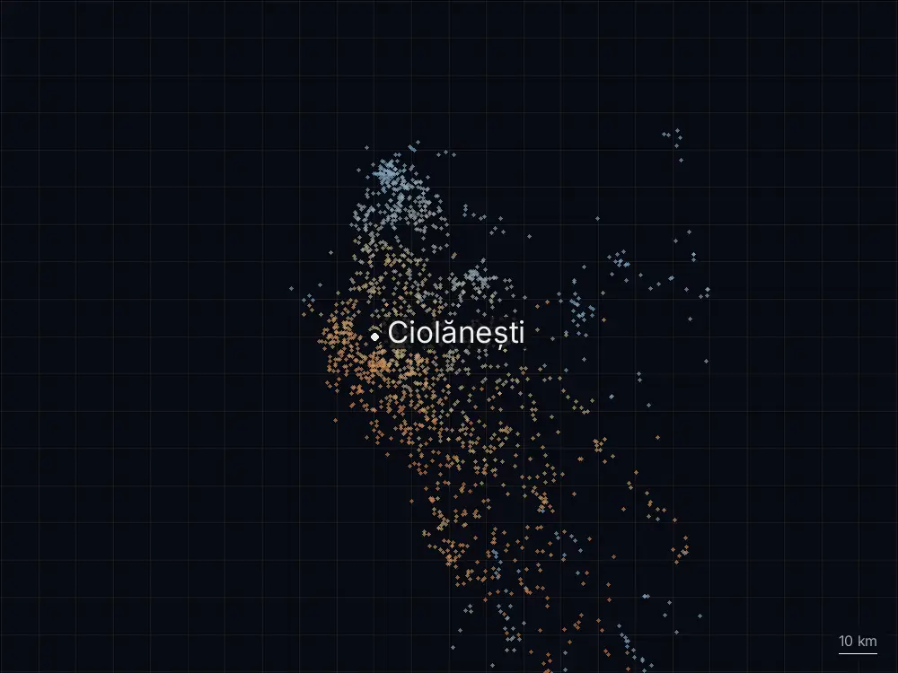 Karte der Blitze bei Ciolănești am Freitag, 4. September 2026