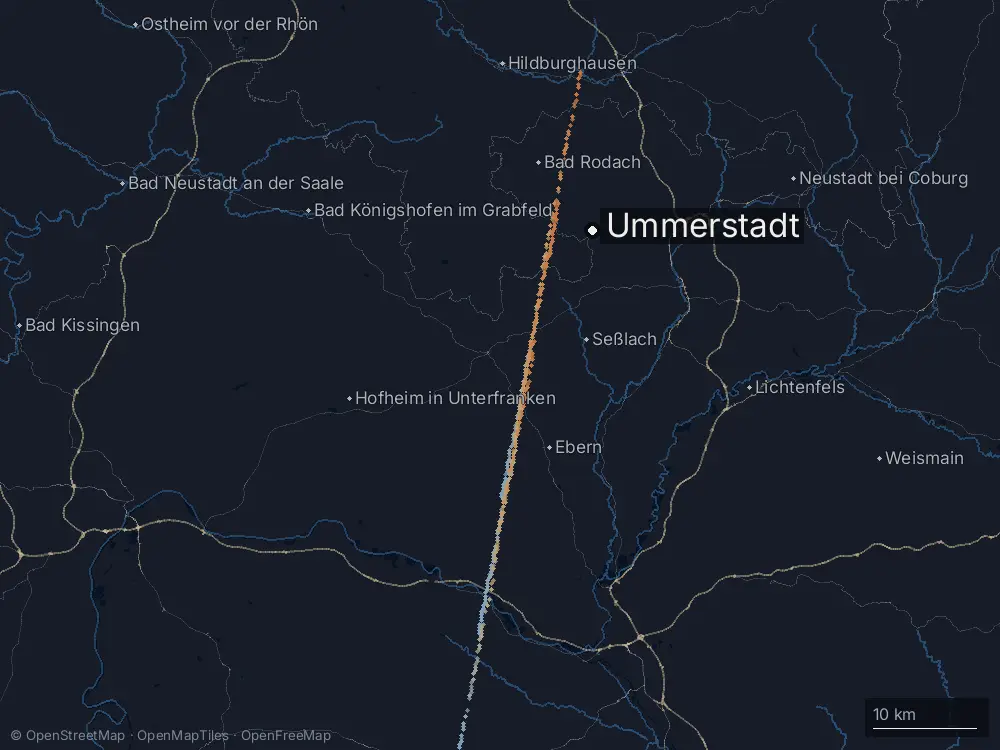 Karte der Blitze bei Ummerstadt am Montag, 7. September 2026