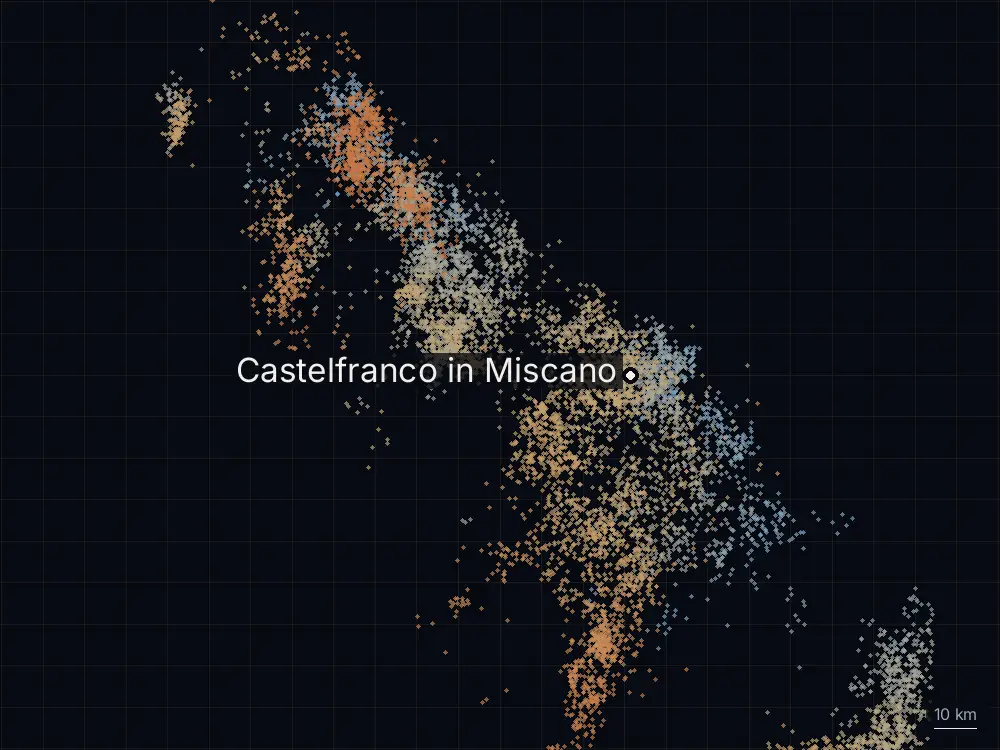 Karte der Blitze bei Castelfranco in Miscano am Dienstag, 8. September 2026