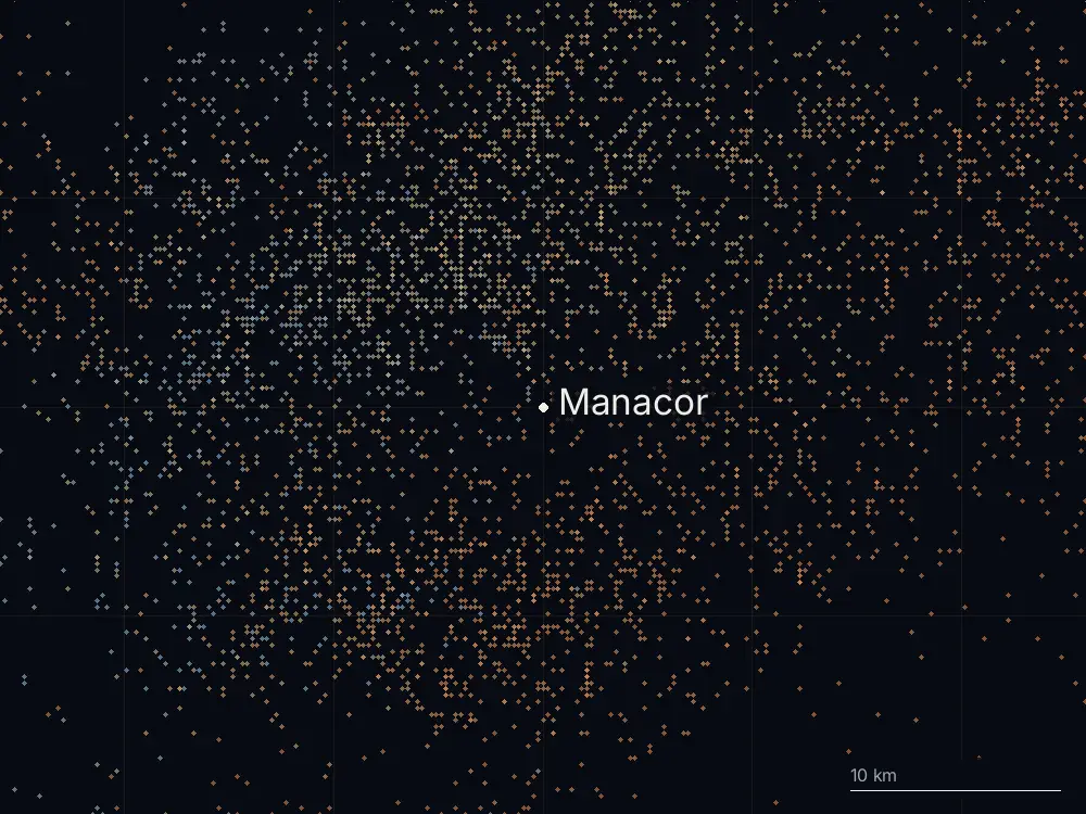 Karte der Blitze bei Manacor am Mittwoch, 9. September 2026