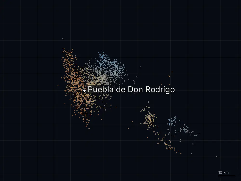 Karte der Blitze bei Puebla de Don Rodrigo am Mittwoch, 9. September 2026