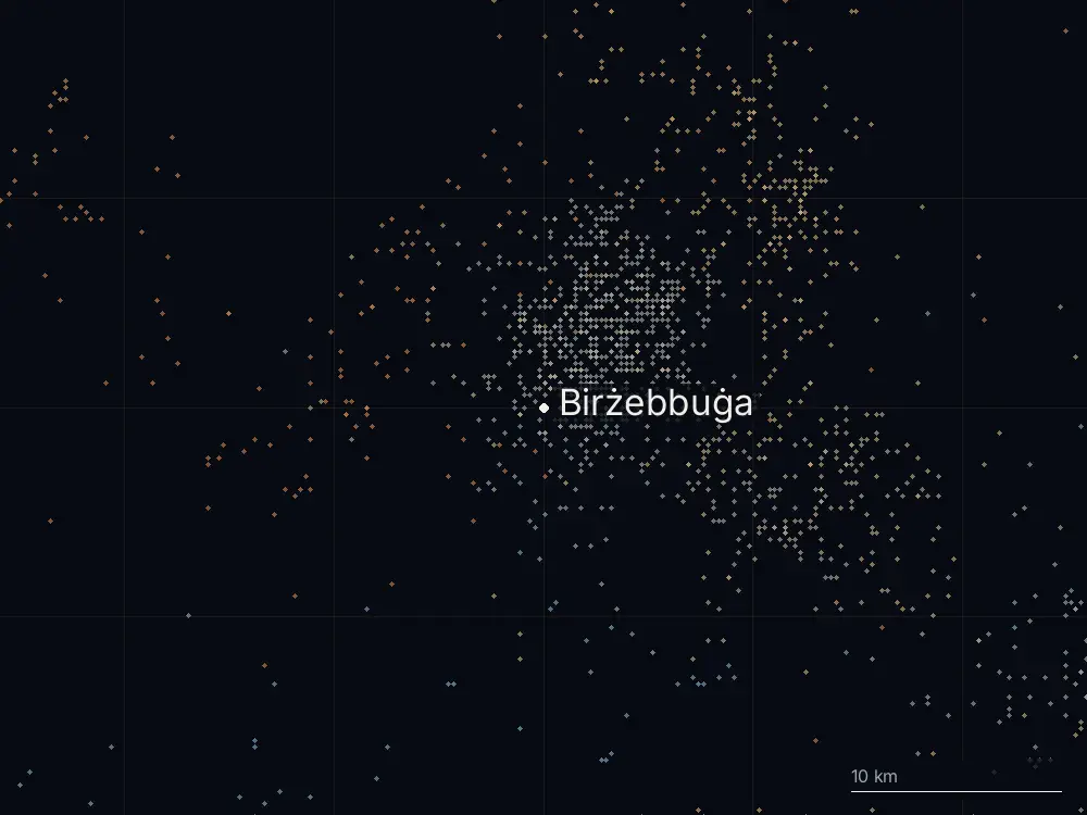 Karte der Blitze bei Birżebbuġa am Montag, 14. September 2026