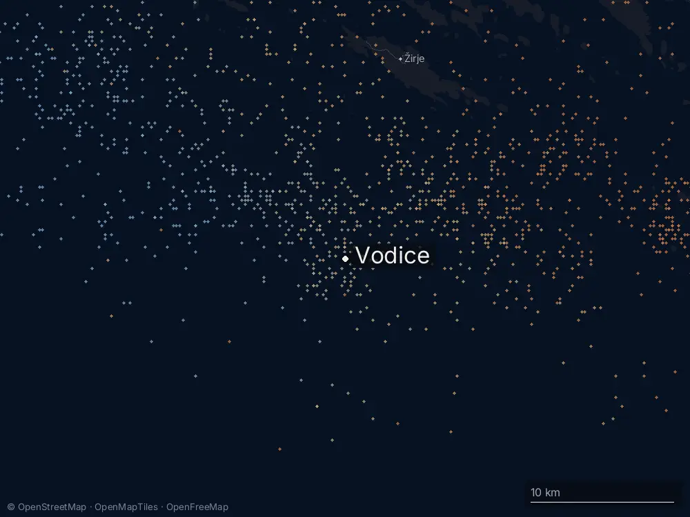 Karte der Blitze bei Vodice am Donnerstag, 17. September 2026