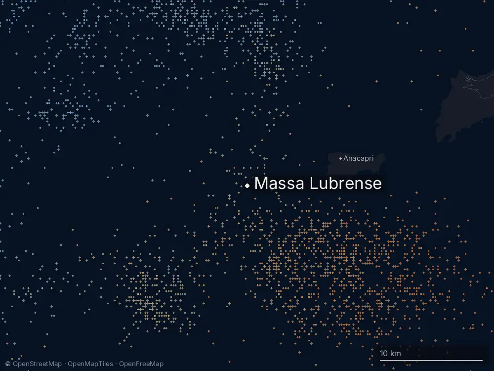 Karte der Blitze bei Massa Lubrense am Samstag, 19. September 2026