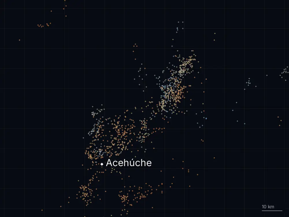 Karte der Blitze bei Acehúche am Montag, 28. September 2026