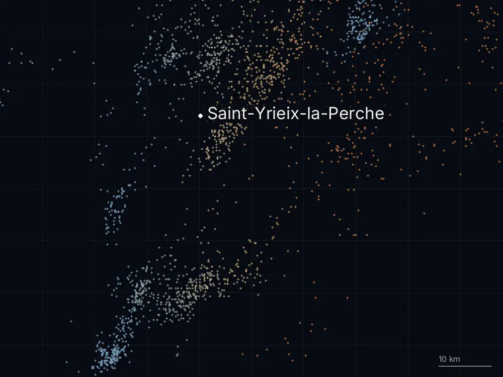 Karte der Blitze bei Saint-Yrieix-la-Perche am Mittwoch, 30. September 2026