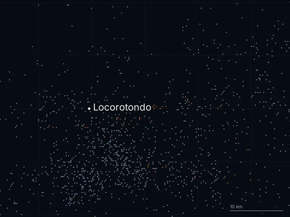 Karte der Blitze bei Locorotondo am Donnerstag, 8. Oktober 2026