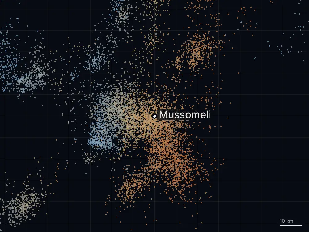 Karte der Blitze bei Mussomeli am Freitag, 9. Oktober 2026