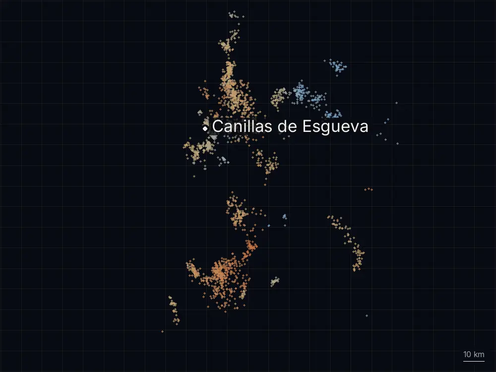 Karte der Blitze bei Canillas de Esgueva am Freitag, 16. Oktober 2026