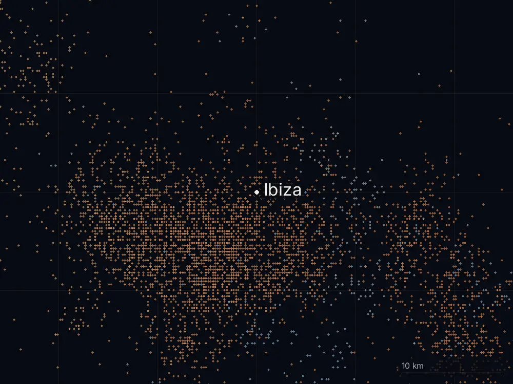 Karte der Blitze bei Ibiza am Sonntag, 18. Oktober 2026
