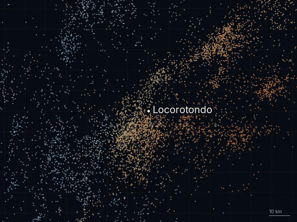 Karte der Blitze bei Locorotondo am Mittwoch, 21. Oktober 2026