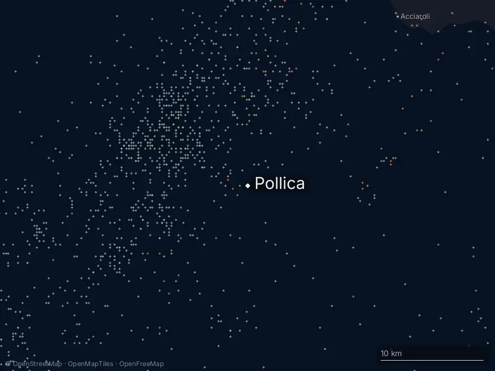 Karte der Blitze bei Pollica am Mittwoch, 21. Oktober 2026